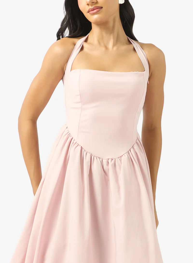 Ginger  Halter Neck Corset Bodice Princess Cut Dress for Women | Best Price UAE